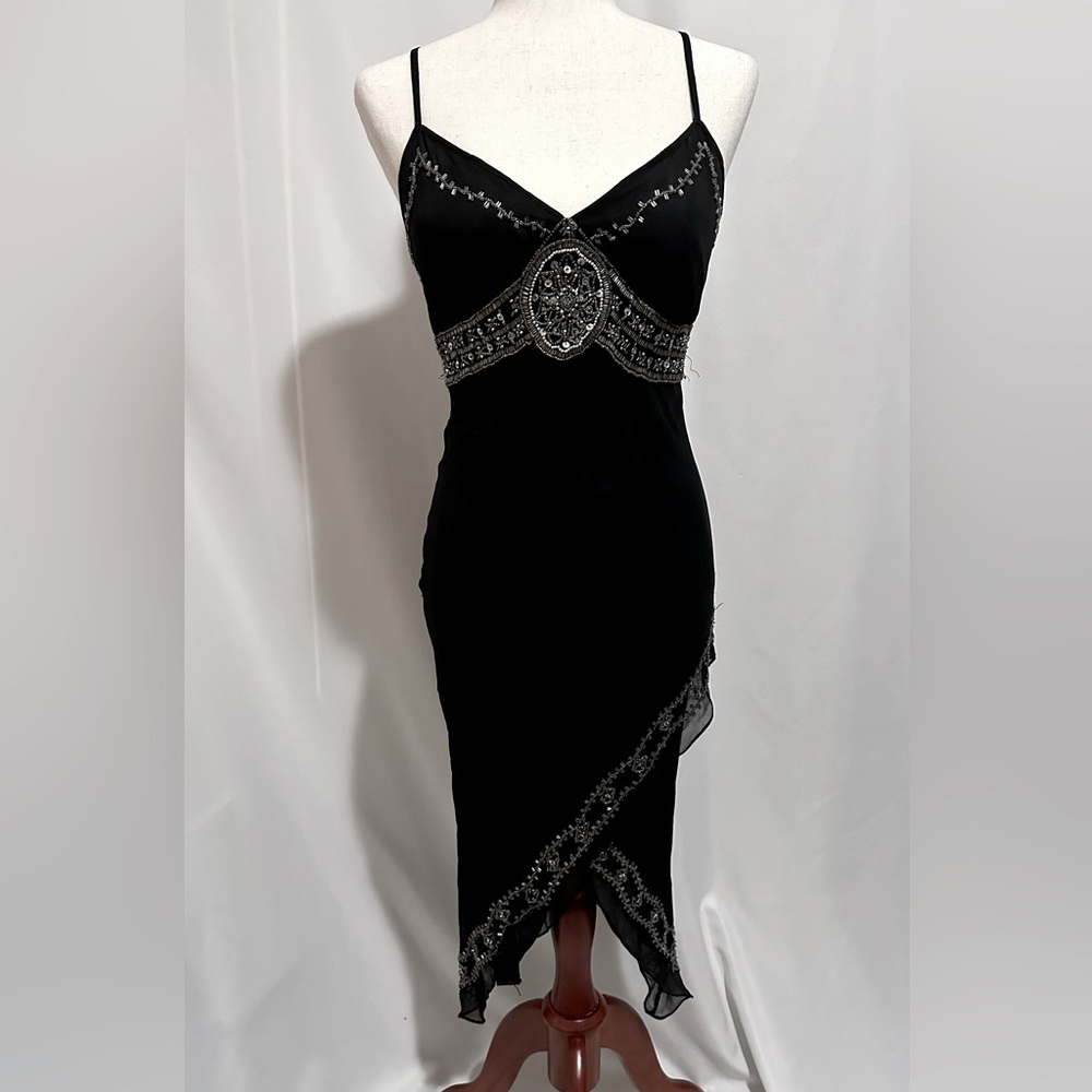 VENUS Stunning Spaghetti Strap, Handkerchief, Beaded Dress. Size: 6